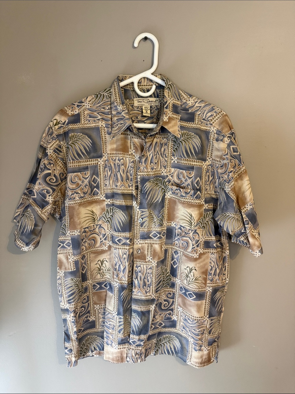 Vintage Tory Richard Hawaiian Aloha Shirt - Tropical Palm Print, Medium